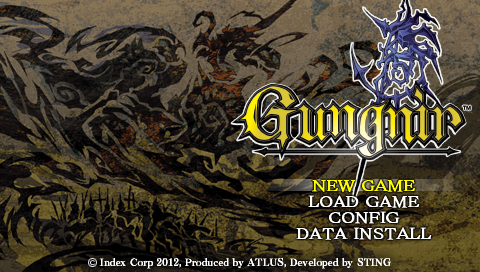 Gungnir title screen for PSP
